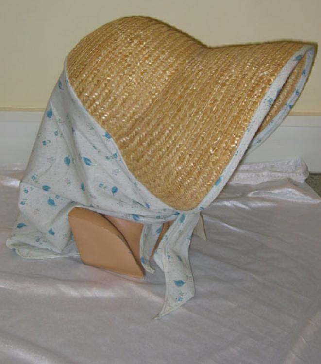 Coiffe femme paille+tissus