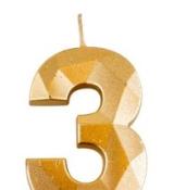 Bougie chiffre diamant or 3