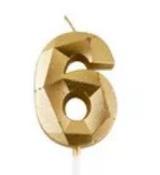Bougie chiffre diamant or 6