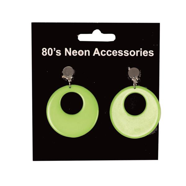 Boucles D'oreilles à Clips Vintage Années 60-70 - Vert Fluo Et Jaune, En Plastique