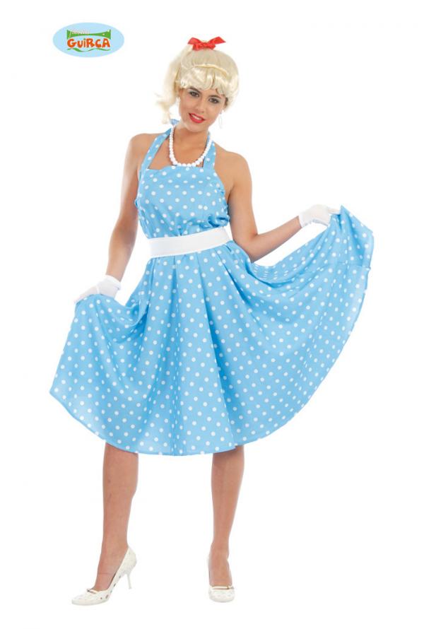 Robe Femme Annees 60 Bleue Chez Cash Fetes Fr A Montpellier Lattes Specialiste Du Deguisement