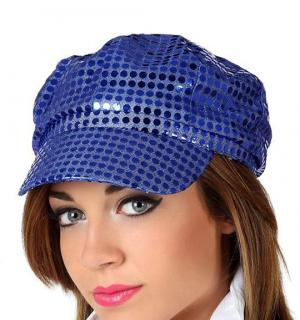 Casquette à paillettes bleue