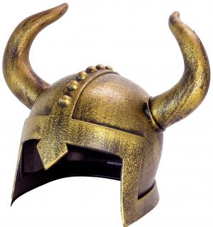 Casque viking à grandes cornes effet bronze vieilli