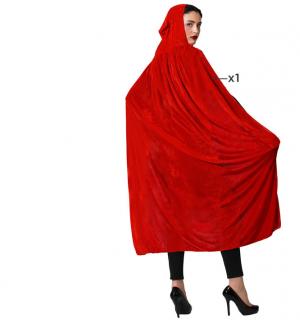 Cape rouge à capuche velours 140cm