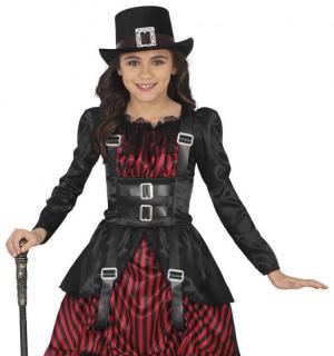 Fille gothique rouge et noir satinée taille 7/9 ans