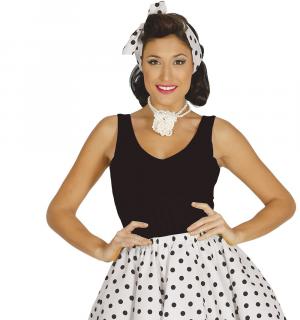 Jupe blanche à pois noir années 50 pin up avec jupon