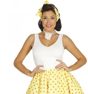 Jupe jaune à pois orange années 50 pin up avec jupon