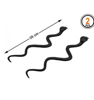 2 serpents en latex 35cm noirs