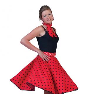 Jupe rock'n roll rouge pois noir
