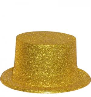 Chapeau haut de forme paillettes or