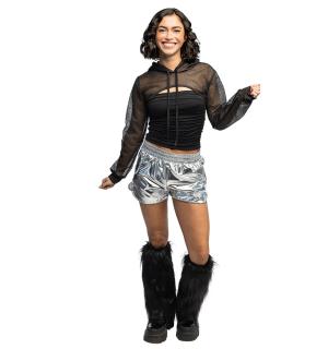 Short argent métallisé pour femme avec poches taille M