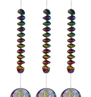 3 suspensions disco spirales multicolores