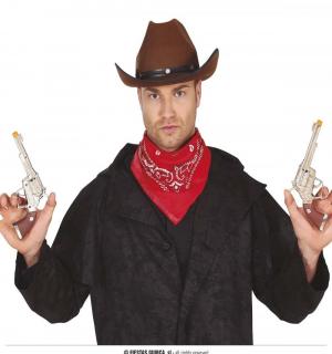 2 pistolets de cow-boy gris 23cm