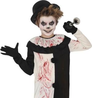 Clown horreur ensanglanté noir et blanc taille 5/6 ans
