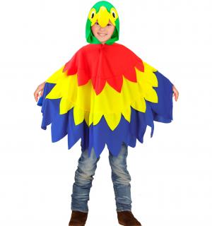 Poncho de perroquet multicolore avec capuche enfant