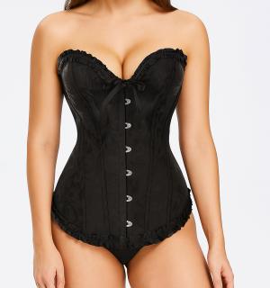 Corset bustier noir à agrafes et lassets gothique à motifs taille XL