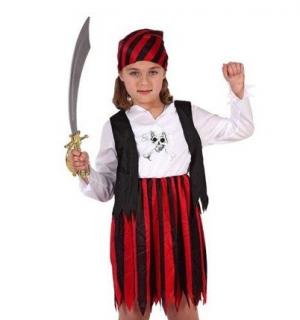 Pirate fille rouge et noir 7/9 ans