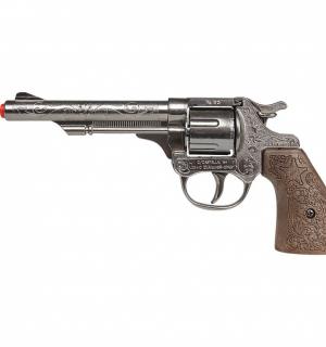 Révolver pistolet cow-boy métal Gonher argent 20cm 8 coups