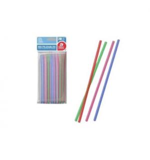 20 pailles multicolores réutilisables