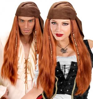 Perruque pirate des caraibes avec bandeau