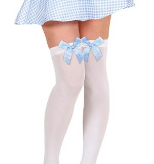 Bas blanc avec noeud bleu