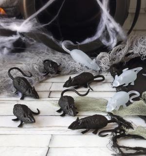 12 souris décoration noir et phosphorescent