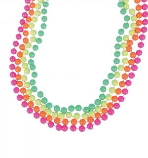 4 colliers de perles assortis fluo
