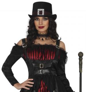 Femme gothique rouge et noir satinée taille M