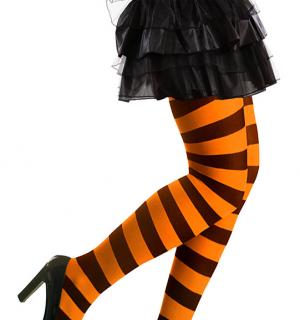 Collants rayés orange/noir
