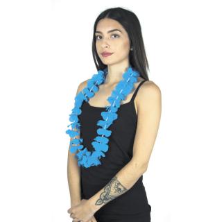 Collier hawai fleurs bleu turquoise