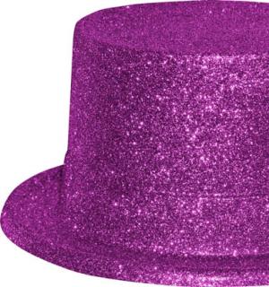 Chapeau haut de forme paillettes fuchsia
