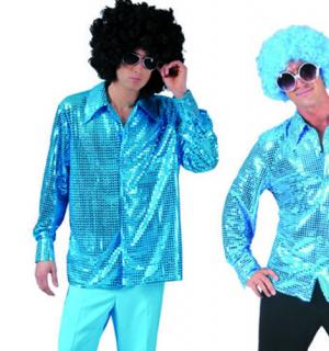 Chemise disco paillettes turquoise taille XL