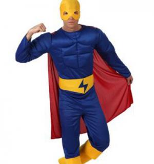 Super héros musclé bleu et jaune taille S