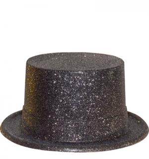Chapeau haut de forme paillettes noir