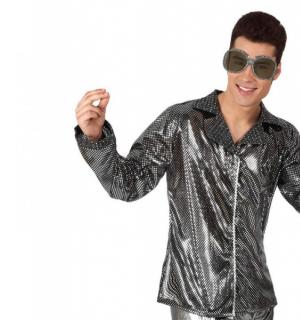 Chemise disco paillettes argent taille M/L