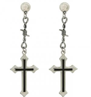 Paire de boucles d'oreilles croix noires gothiques pour oreilles percées