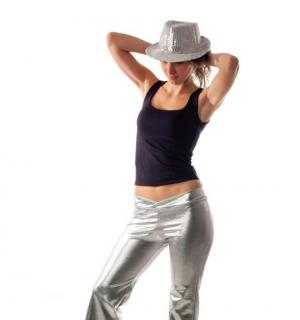 Pantalon disco argent satiné taille M/L