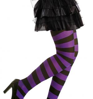Collants rayés violet/noir