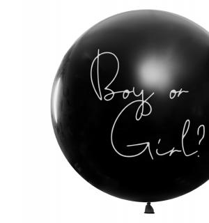 Ballon géant 1 mètre noir Baby Shower fille confettis