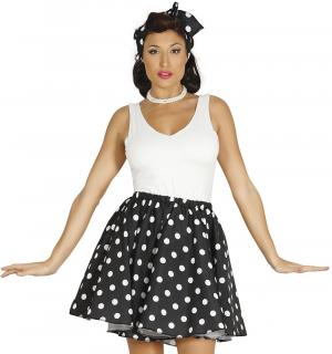 Jupe noire à pois blanc années 50 pin up avec jupon
