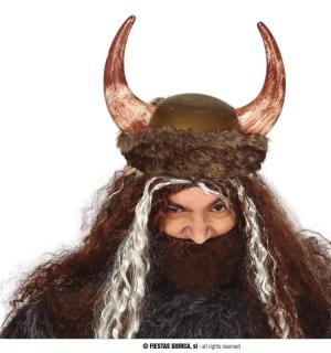 Casque viking fausse peau avec cornes os