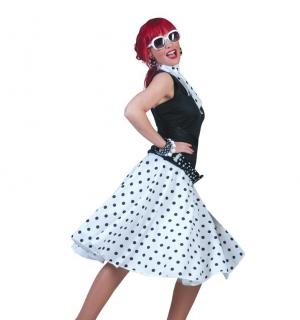 Jupe rock'n roll blanche pois noir