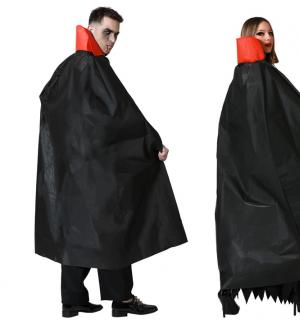 Cape noire à col rouge pour vampire 140 cm